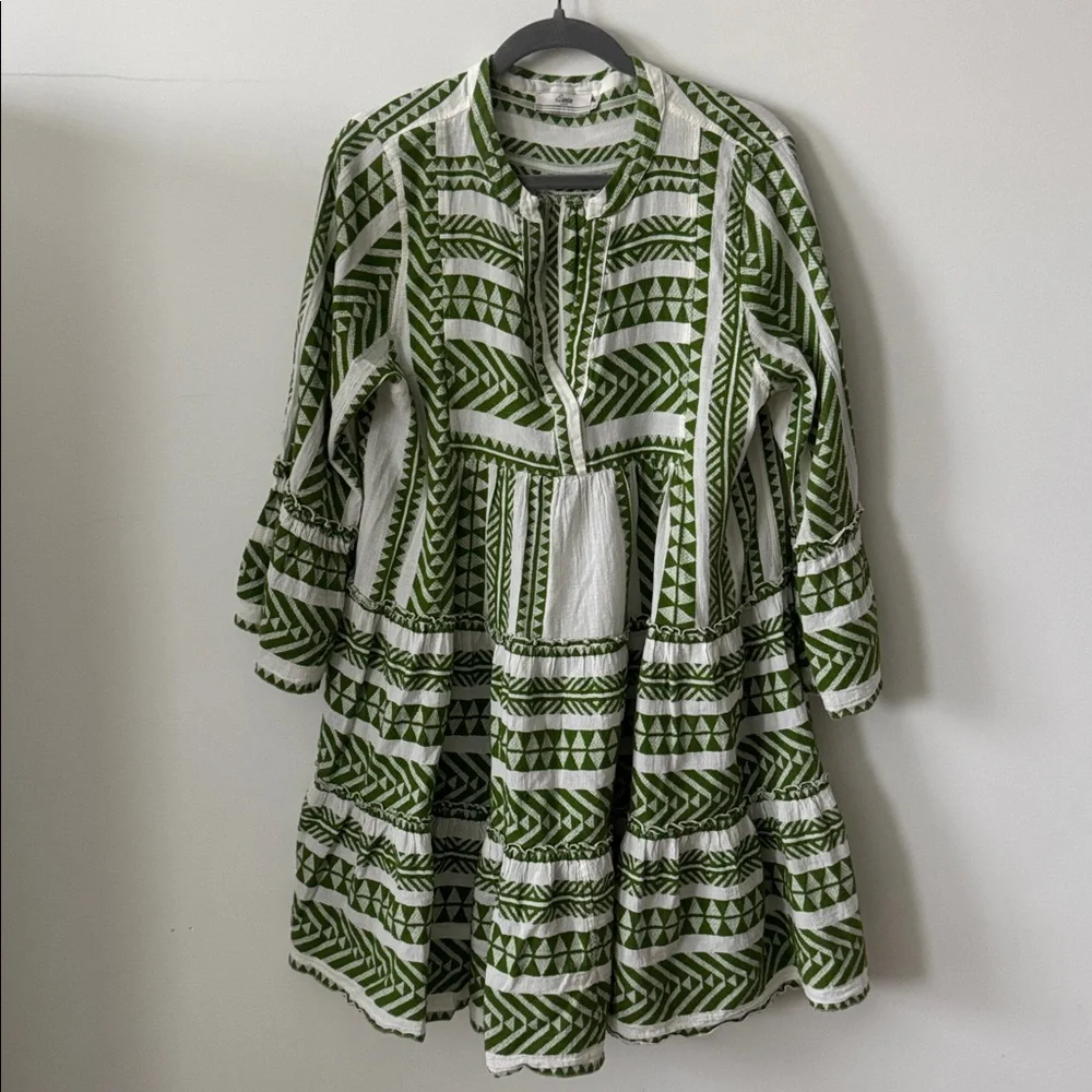 Tuckernuck Devotion Twins Green White Print Dress L - Picture 5 of 11